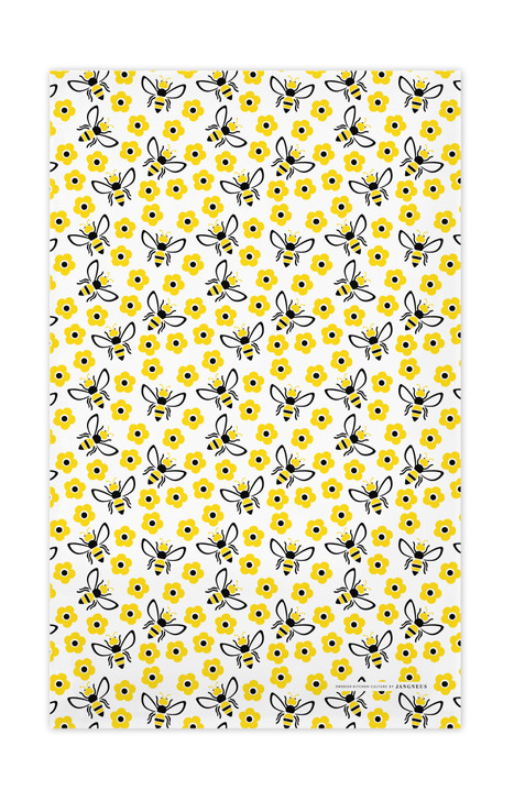 Swedish Kitchen Towel - Bees Yellow