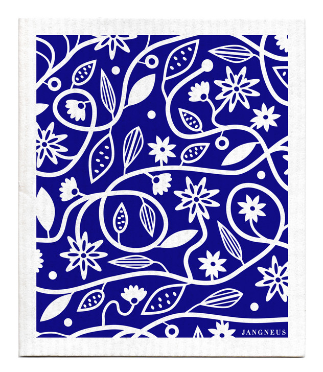 Swedish Dishcloth — Doodle Flower Blue