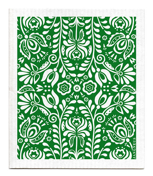 Swedish Dishcloth - Scandi Bloom - Dark Green