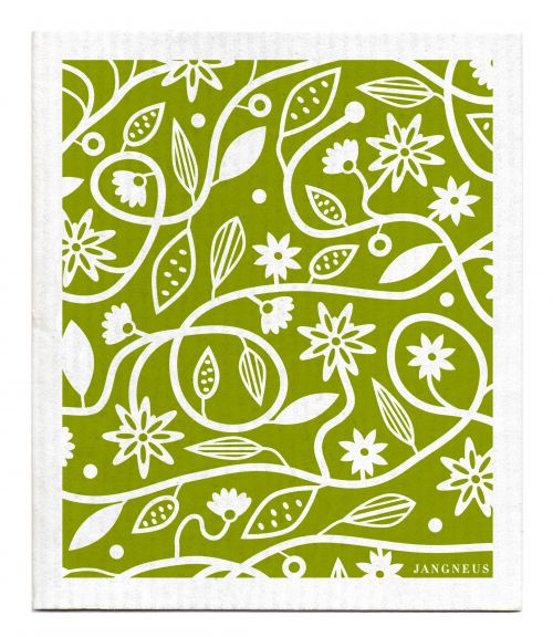 Swedish Dishcloth — Doodle Flower Green