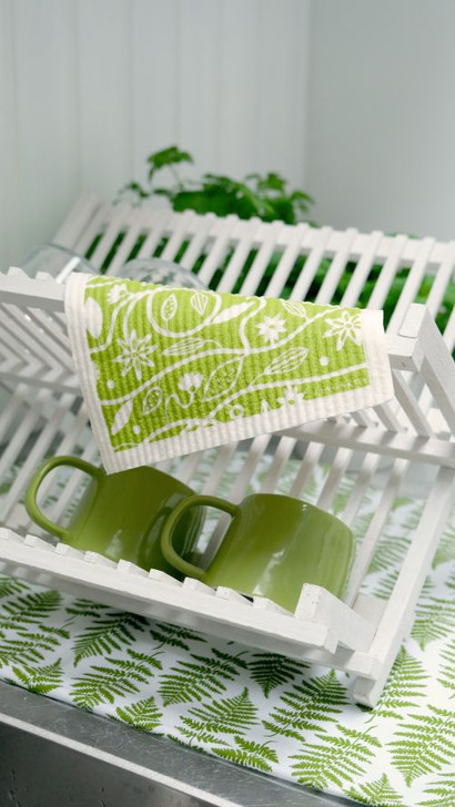 Swedish Dishcloth — Doodle Flower Green