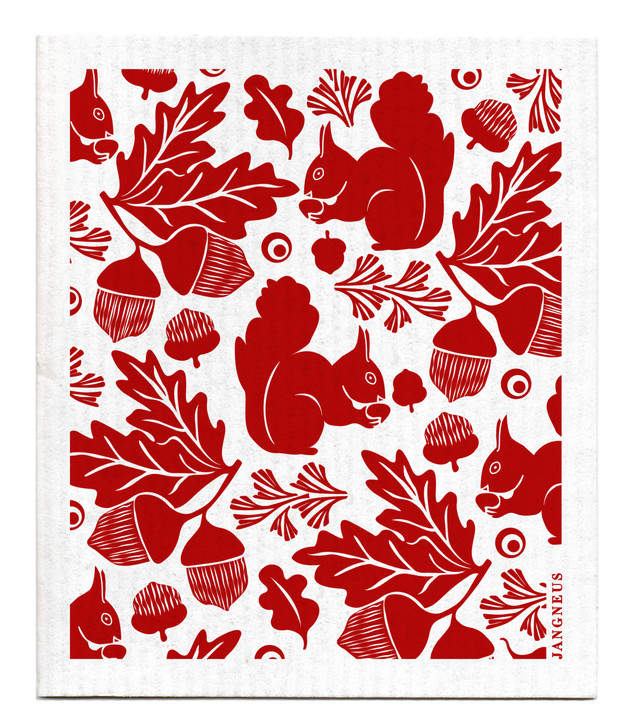 Swedish Dishcloth — Squirrel Burgundy
