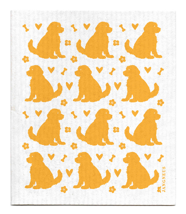 Swedish Doodle Dog Ochre Dishcloth