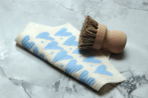 Swedish Dishcloth — Mini Heart Blue