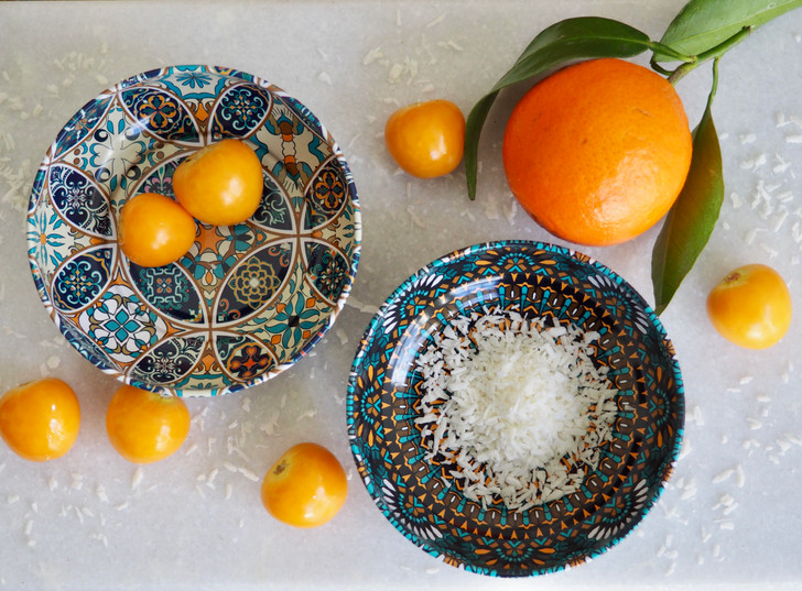 Small handmade Turkish tin bowl with Amina and Ada pattern for serving snacks or jewelry