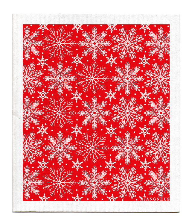Swedish Dishcloth - Snowflakes - Red