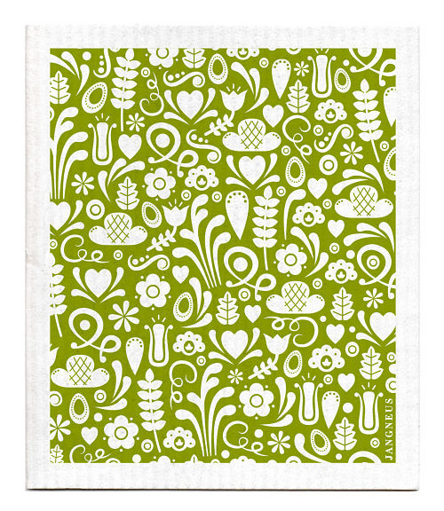 Swedish Dala Green Dishcloth
