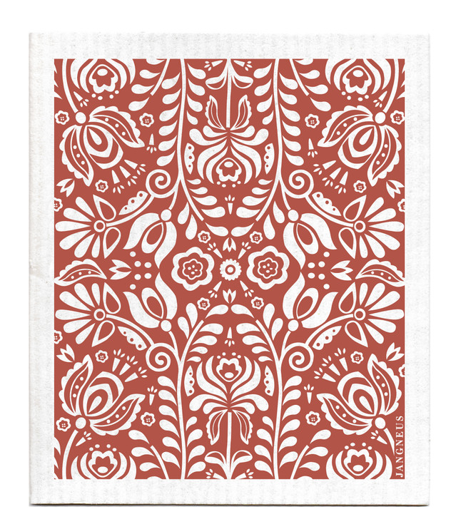 Swedish Dishcloth - Scandi Bloom - Swedish Red