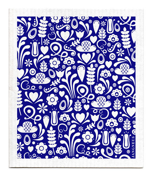 Jangneus Swedish dishcloth, Blue Dala, 100% biodegradable