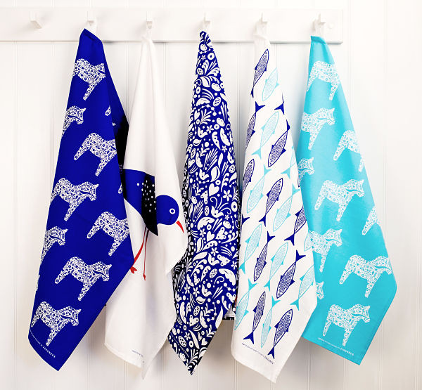 Swedish Kitchen Towels - Fish - Blue