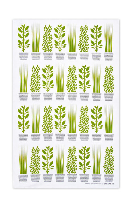 Swedish Herbs Green Kitchen Towel