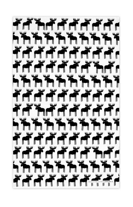 Swedish Kitchen Towel - Moose Black