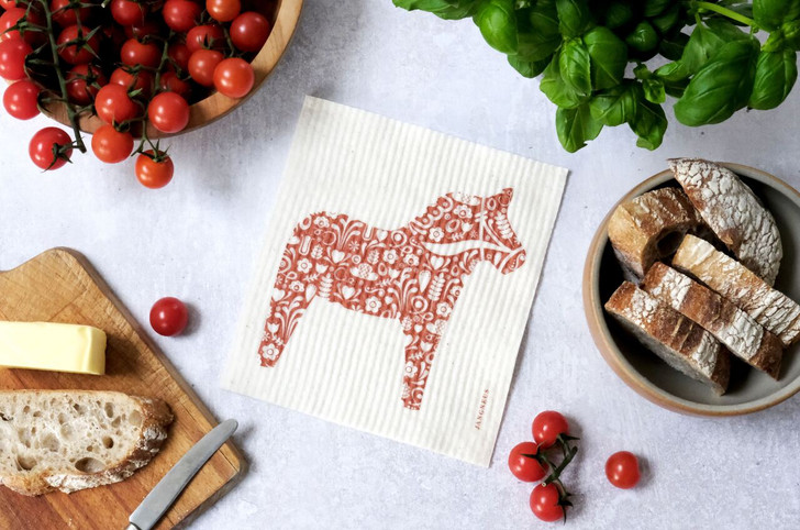 Swedish Dishcloth - Dala Horse - Red