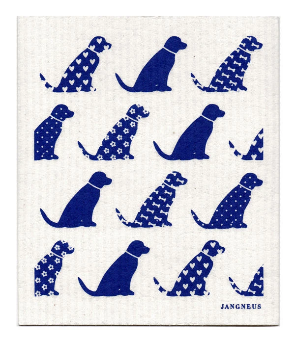 Swedish Dishcloth — Dogs Blue