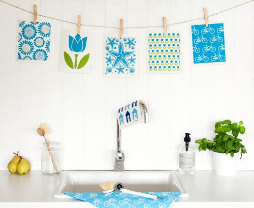 Jangneus Swedish dishcloth, Tulip Turquoise, 100% biodegradable. The Sustainable Alternative to Paper Towels reusable for months, highly Absorbent.