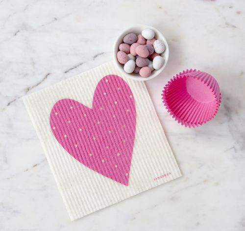 Swedish Dishcloth — Heart Pink