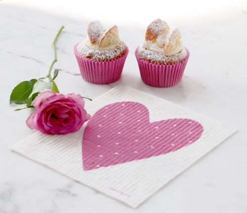 Swedish Dishcloth — Heart Pink