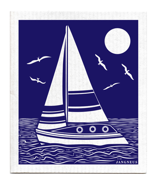 Swedish Dishcloth - Sailing Boat - Red