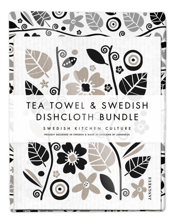 Kitchen Set — Garden Black | 1 Tea Towel + 2 Dishcloths