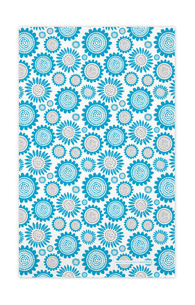 Swedish Sunflower Turquoise Kitchen Towel