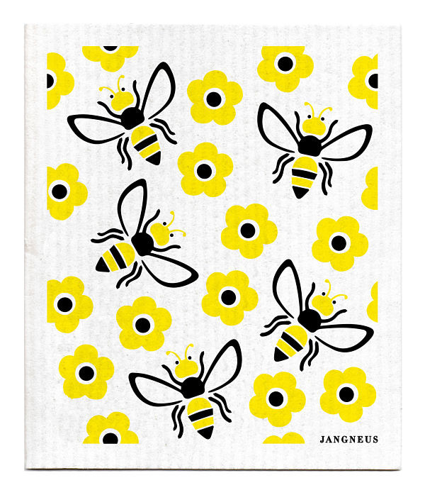 Swedish Bees Yellow Dishcloth