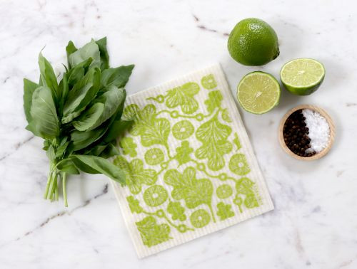 Jangneus Swedish dishcloth, Green Oak Leaf, 100% biodegradable
