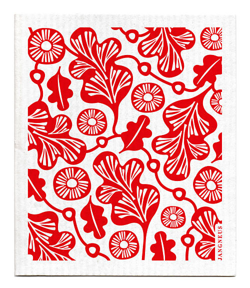 Swedish Dishcloth — Oak Leaf Red
