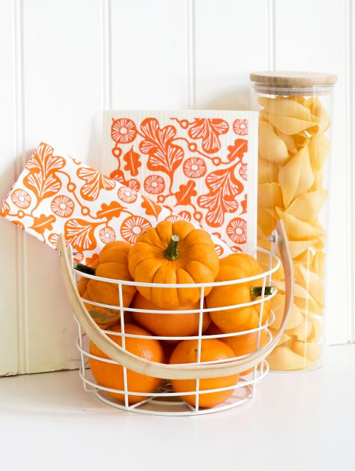 Swedish Dishcloth — Oak Leaf Orange