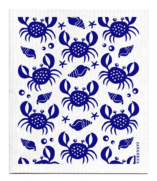 Swedish Dishcloth — Crabs Blue