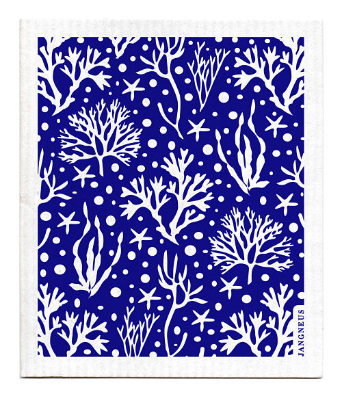 Swedish Dishcloth - Coral - Blue