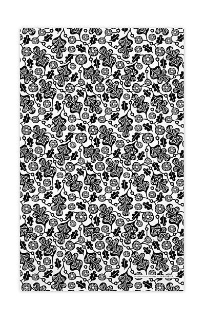 Swedish Kitchen Towels - Oak Leaf - Black
