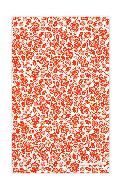 Swedish Oak Leaf Orange Kitchen Towel