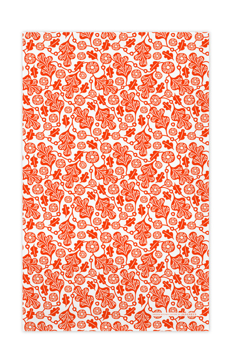 Swedish Kitchen Towel - Oak Leaf Orange