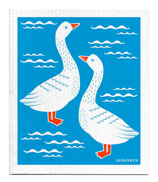 Swedish Dishcloth — Geese Turquoise