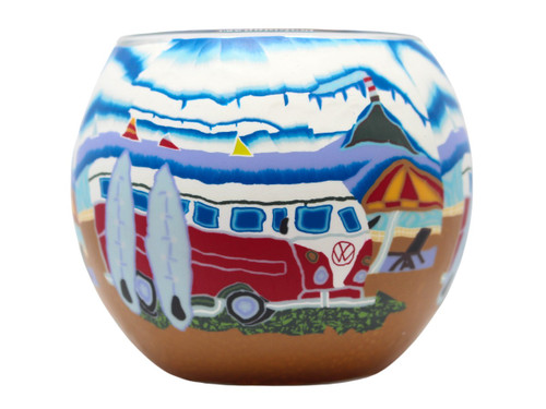 Glass Illusion Votive 'Combi, surfboards & Light House' #34