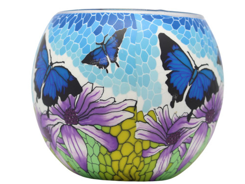 Glass Illusion Votive 'Blue Butterflies' #37