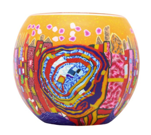 Glass Illusion Votive 'Abstract Skinny Roof Tops with Big Swirl' #50