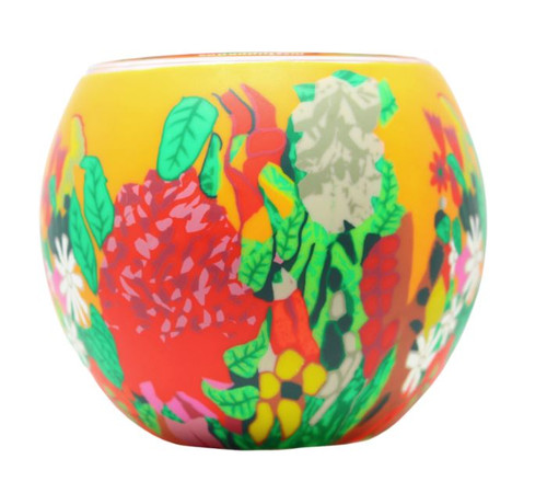 Glass Illusion Votive ' Bouquet On Orange' #53