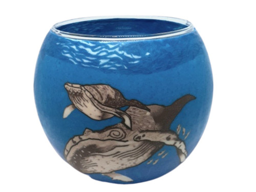 Glass Illusion Votive ' Blue Whale & Baby' #90