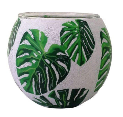 Glass Illusion Votive ' Cheese Plant Leaves' #81