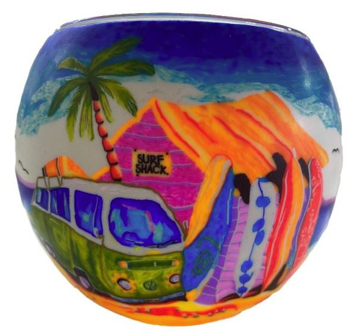 Glass Illusion Votive 'Green Combi & surfboards' #83