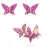 Lilia stud earrings, Set (3), Butterfly, Pink, Rose gold-tone plated