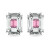 Chroma stud earrings, Octagon cut, Pink, Rhodium plated
