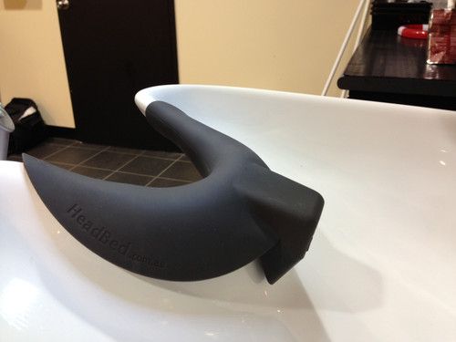 The HeadBed sits flush onto the salon sink.