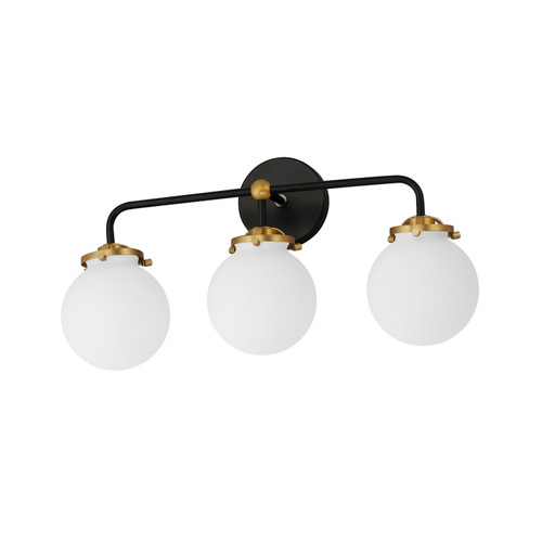 Bistro 3-Light Vanity Fixture in Black / Brass with LED Bulbs Included