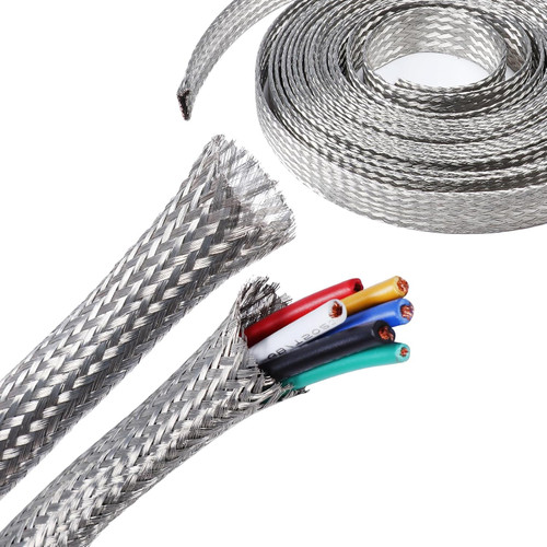 Flexible Flat Tinned Copper Braid Sleeve,Metal Mesh Radio Ground Straps,Tin Copper Metallic Shielding Harnesses Cables 1/2"