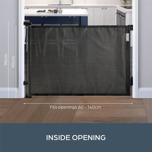 Dreambaby Glide & Hide Xtra-Tall & Xtra-Wide Retractable Mesh Gate - 60-140cm Black  5