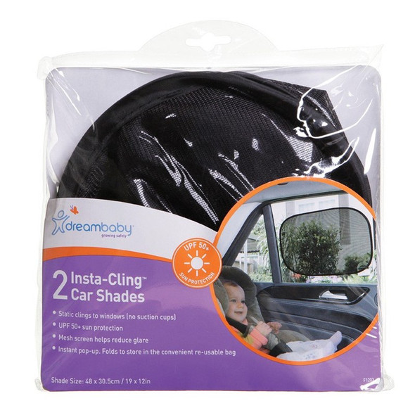 Dreambaby Insta-Cling Car Shades Black - 2 Pack packaging