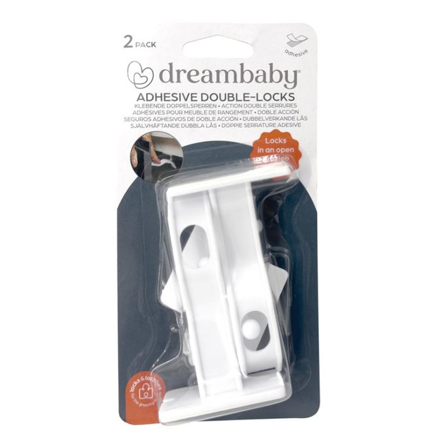 Dreambaby Adhesive Cupboard Double Locks - 2 Pack