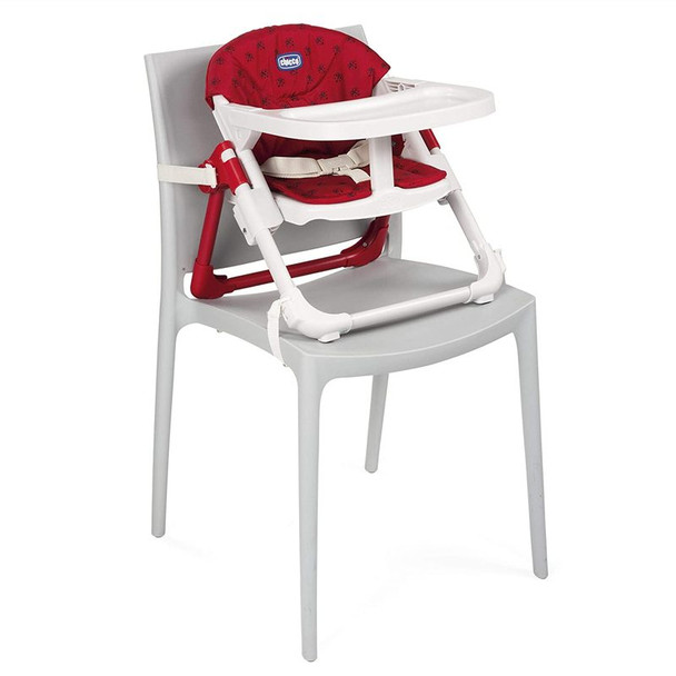 Chicco Chairy Booster Seat Ladybug (Red) attached to chair
